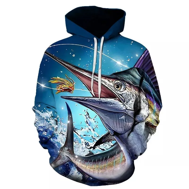 2020 Hot Fishing hoodie 3D Deep sea fish hoodies Creative art style and  autumn Fashion Hoodie cartoon trend Handsome Top s-6xl