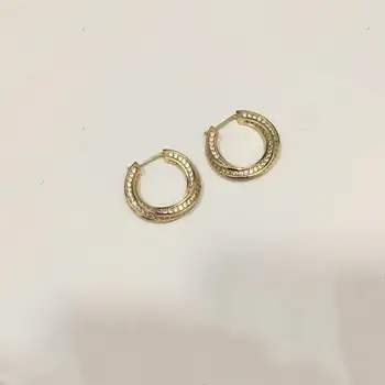 

925 Sterling silver Simple geometric Spiral Earrings Delicate Smooth Circle Earrings Elegant crystal stone Thick Hoop Earrings