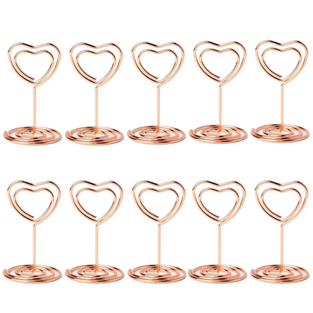 

10pcs Heart Shape Mini Table Number Stands Holders Table Place Card Holder Picture Photo Menu Clips for Wedding Party Decoration