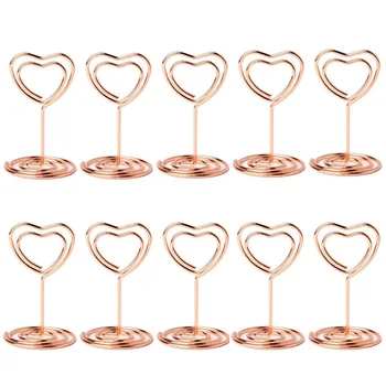 

10pcs Heart Shape Mini Table Number Stands Holders Table Place Card Holder Picture Photo Menu Clips for Wedding Party Decoration