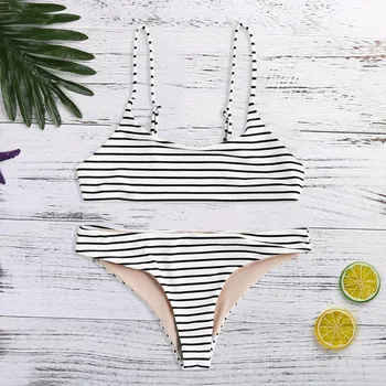 

Bikini Push up 2020 Sexy Women Swimsuit Striped Patchwork Plus Size Swimwear Female Bandage Biquini Bathing suit Women #C