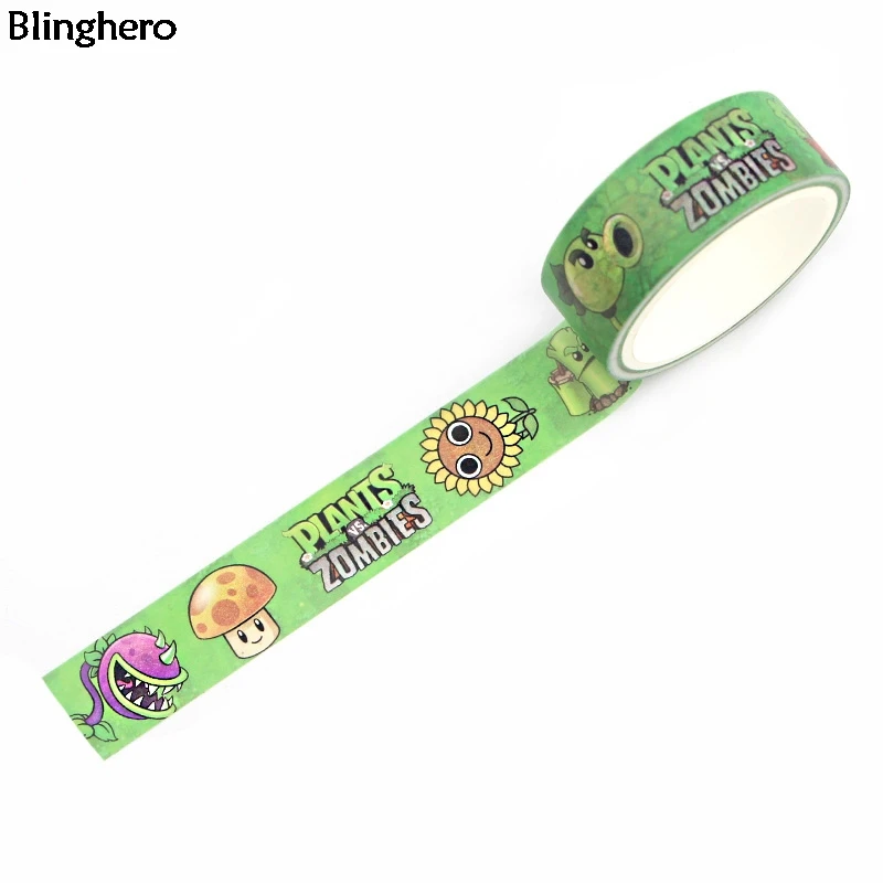 Blinghero 15 мм X 5 м Маскировочные ленты Растения против Зомби мультфильм васи клейкие ленты мультфильм декоративные наклейки подарки BH0274