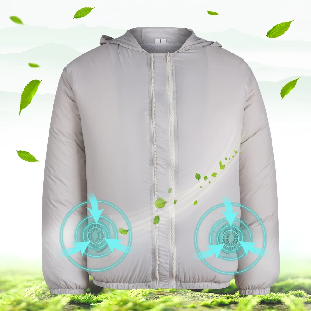 

Unisex Cooling Overalls Men Women Long Sleeve Soild Color Hooded Coat Outdoor Hiking Zipper Jacket Cotton Work Clothes D30