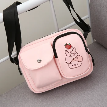 

Stylish Cute Sweet Pig Women Men Shoulder Crossbody Bag Small Waterproof High Capacity Multiple Pocket Practical Messenger Bags