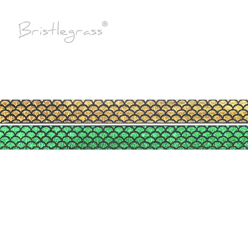 BRISTLEGRASS 5 ярдов 5/8 &quot15 мм Русалочка весы Золотая фольга печать FOE Сложите