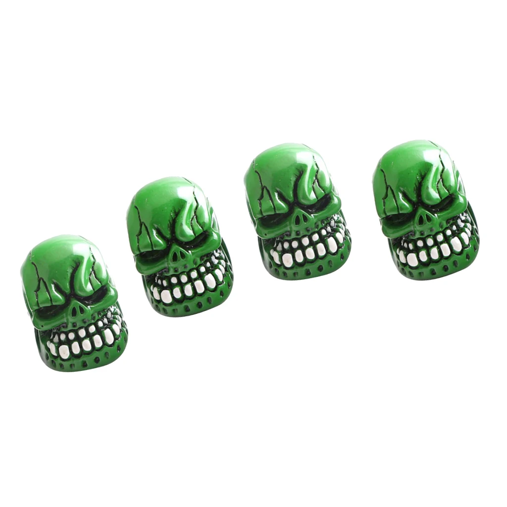 4 Pieces Tire Wheel Rim Stem Air Valve Caps Cover Green for Car Truck Bike