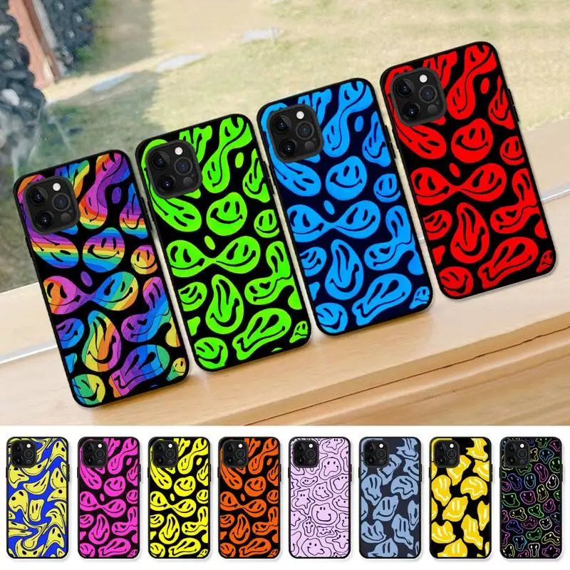Trippy Smiley Face Phone Case for iPhone 13 12 mini 11 pro Xs max Xr X 8 7 6 6s Plus 5s cover
