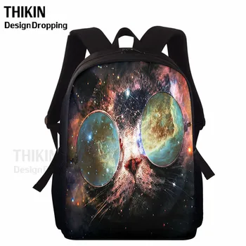 

THIKIN Kids School Bags For Boys 3D Glasses Cat Printed Girl's Backpack Children Rucksack Book Bag Students Travel Satchel 2020