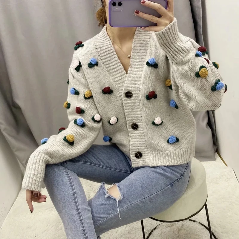 

Casual Long Sleeve Knitwear Cardigan Women Retro Harajuku Style Long Knitted Outwears Female Elegant Jumpers Coat Top