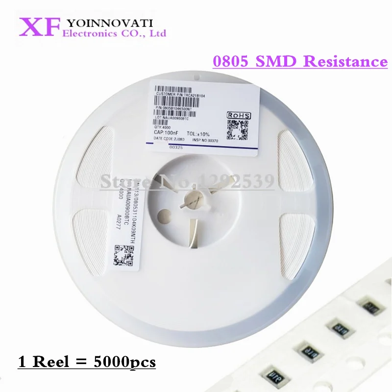 5000 шт. 0805 SMD 1/4W 0R ~ 10 м резистор проволочного чипа 0 10R 100R 220R 330R 470R 1K 4 7 K 10K 47 (Европа) 100K