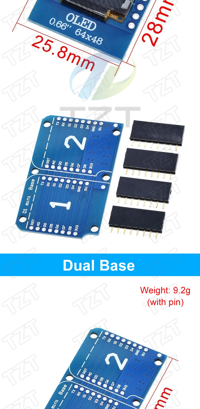 D1 Mini Esp8266 Pro Wifi Nodemcu Datenlogger Schild Ds1307 Batterie 0,66 Oled Dc Power Summer V1.0,0 Dual Basis Für Wemos Diy Kit – Detail 3