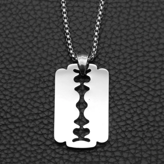 Music Band Judas Priest Necklace Razor Blade Shape Pendant Fashion Link  Chain Shaver Necklace Friendship Gift Jewelry Accessorie - Necklace -  AliExpress