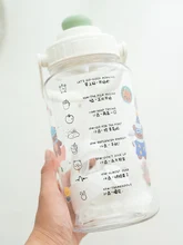 

Daily Drinking Water Goal Cup Big Water Bottle Portable Water Cup Cute Strap Big Belly Large Capacity Water Bottle