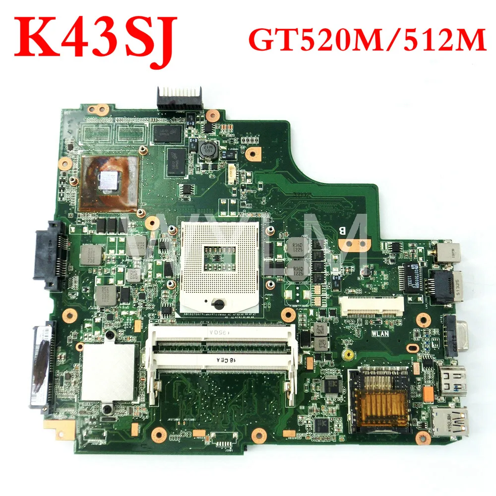 K43SJ Mainboard N12P-GV-B-A1 GT520M/512M REV4.1/3.0/2.2 For Asus A43S X43S K43S P43S K43SM K43SV Laptop Motherboard Tested | Компьютеры и