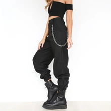 OEAK шаровары брюки для женщин полной длины свободные Jogger Mujer спортивные Эластичный пояс черный повседневные армейские уличная мода