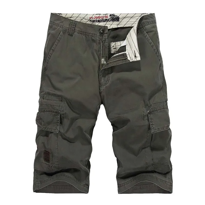 Army green Tide летние модные мужские пляжные шорты прямые свободные хлопковые Militar карго шорты большой размер 31-44 - Цвет: Army green