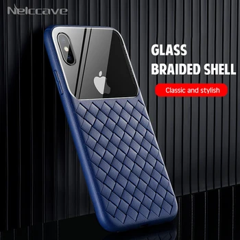 

Braided Case For iPhone XS Max XR X 8 7 Plus Luxury Silicone Weave TPU Back Case with Tempered Glass Protective Phone Cover