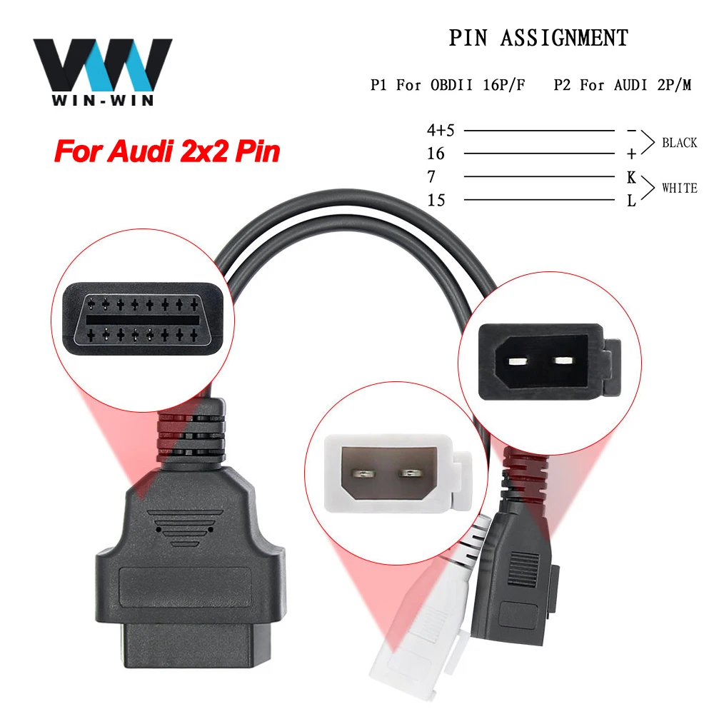 Obd2 16Pin Kiterjesztő Kábel Obd - Obd2 16Pin Csatlakozó Adapter Audi 2 X 2 Pin Odis Auto Obd 2 Obd2 Car Diagnostic Auto Tool Eszköz