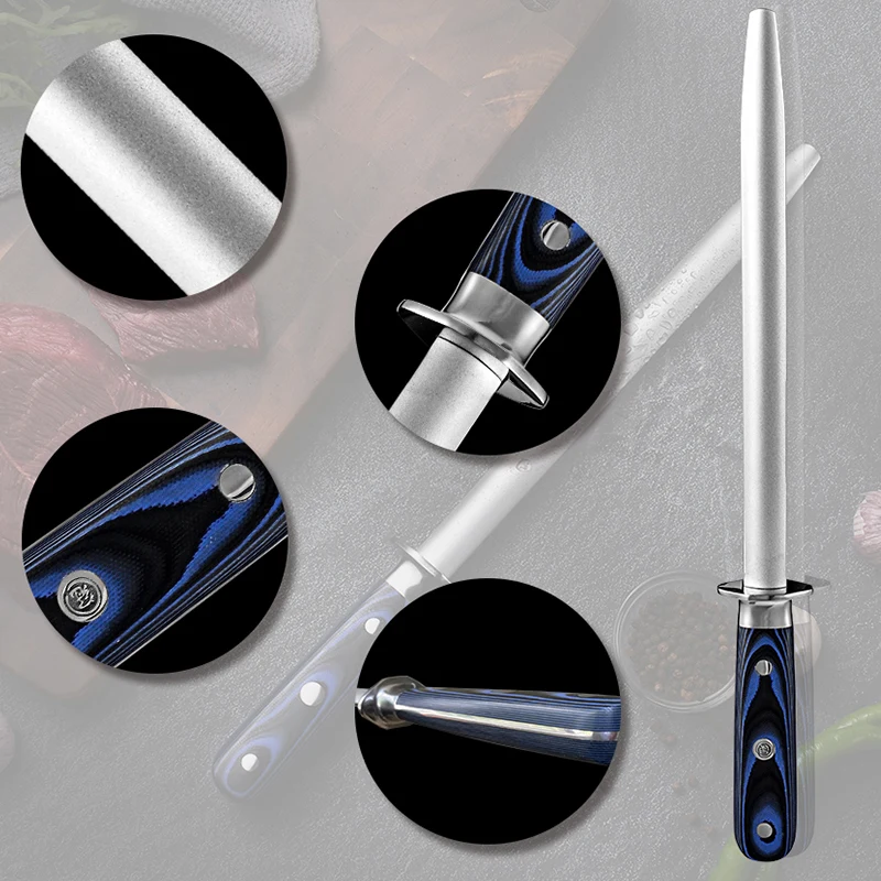 10 인치 다이아몬드 칼갈이 막대, 주방 칼 액세서리 숫돌 스틱 스테인레스 스틸 숫돌 도구