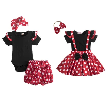 

Mini Dots Baby Girls Clothes Set Birthday Party Outfit Cospaly Costume Infant Romper 3PCS Toddler Girls 1 2 Years Birthday Set