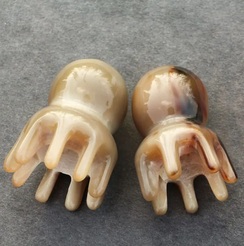 Natural White Horn Octopus Comb Head Meridian Scraping Scalp Massage Brush Acupuncture Spa Gua Sha Therapy Massage Relax Tool