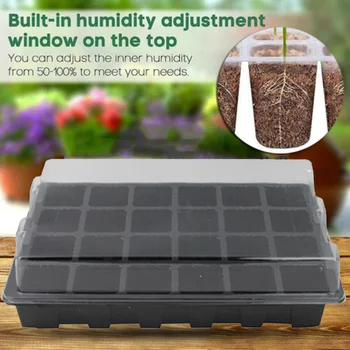

Newly 24 Grids Plant Seedling Germination Tray Nursery Pots Planter Starter Grow Box Seedling Tray with Lids FIF66