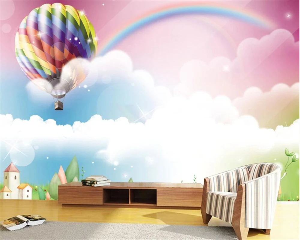 Beibehangカスタム子供ルーム3d壁紙かわいい漫画熱気球虹写真3d壁紙装飾画の壁画 Papel Parede High Quality Wallpapershigh Wallpaper Aliexpress