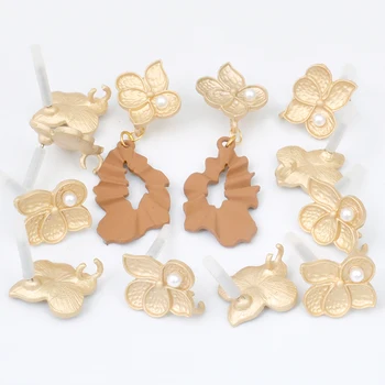 

Zinc Alloy Golden Flowers Pearl Base Earrings Connector Charms 16*18mm 2pcs/lot For DIY Drop Earrings Jewelry Making Accessories