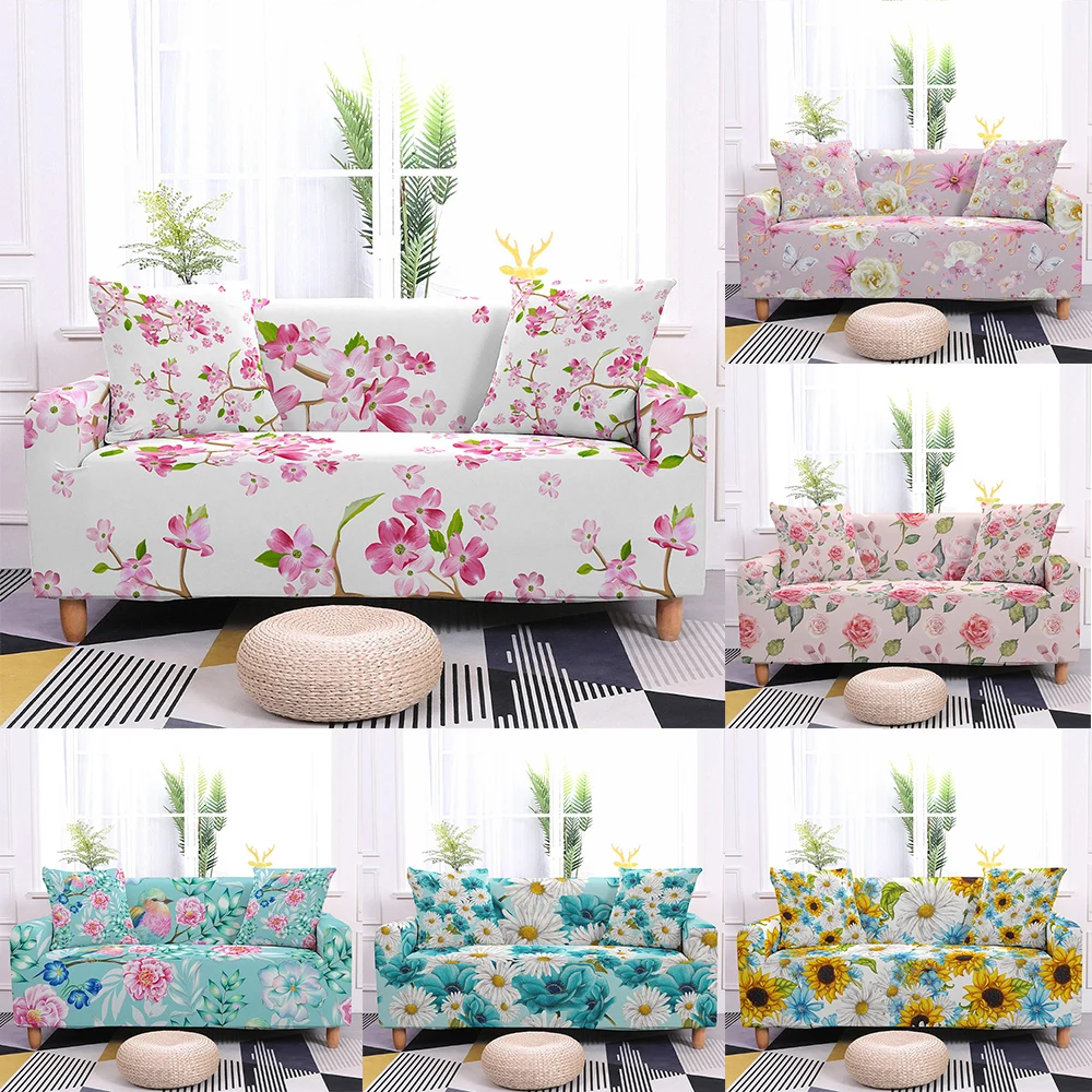 1/2/3/4 Seater Flower Flora Print Elastic Sofa Cover Universal Stretch Slipcovers for Living Room Couch Decor | Дом и сад