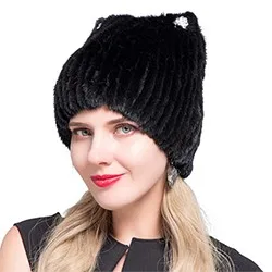 JERYAFUR Fashion Fox Fur Rabbit hair Fur Hats for Women Luxury Real Mink Caps Warm In The Winter Female beanies