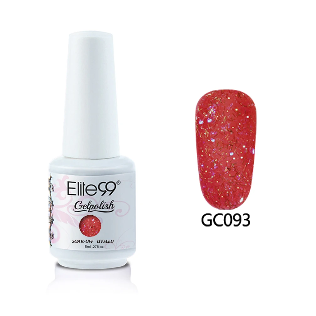 N-GC093-8ML Elite99 8 мл Алмазный Блеск Цвет ногтей гель краски Лак блестящие узоры для ногтей с блестками гель лак удаляющийся замачиванием Светодиодный УФ-гель для ногтей - Цвет: N-GC093-8ML