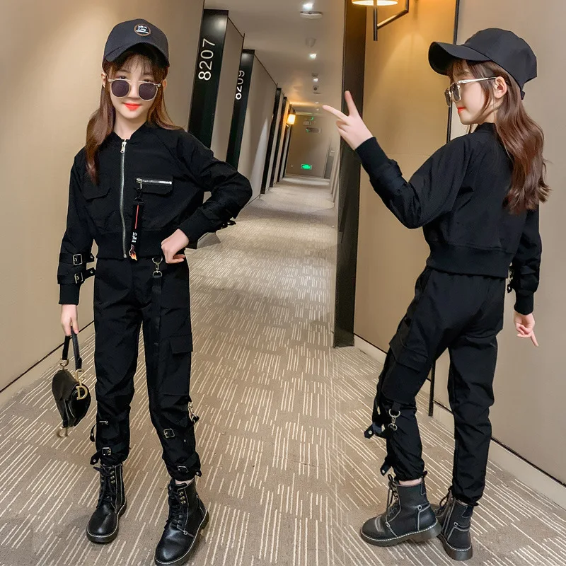 

Girls Children's Streetwear Set 2 Pcs for Spring Autumn Tracksuit Suit Kid Drum set costume Teen Fashion Catwalk Show Outfits