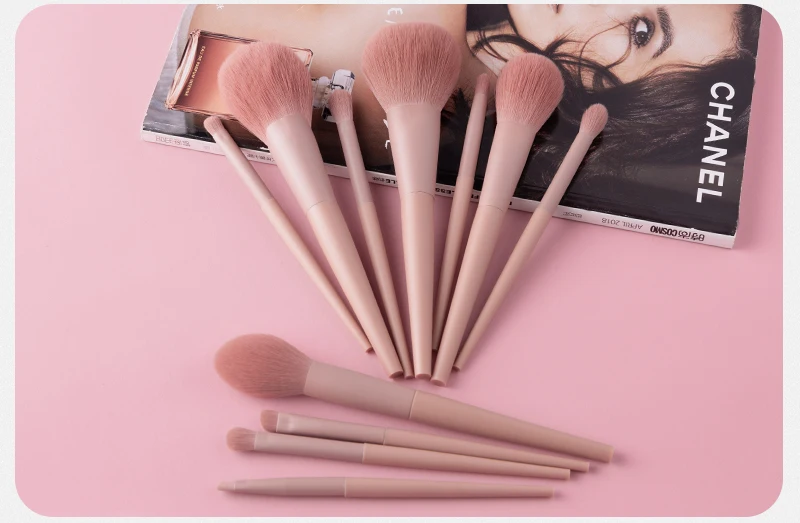 Pincéis de Maquiagem Conjunto com Bolsa Anmor Sombra Mistura pó Highlighter Compõem Escova Sobrancelha Kit Ferramenta Portátil Cosméticos 11 Pçs 1 Aplicador de sombra