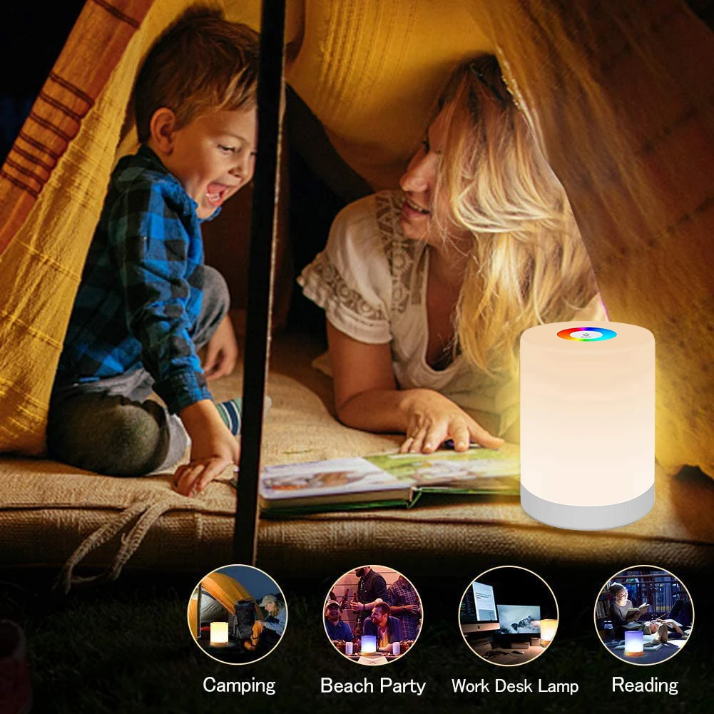 USB RGB цветной зарядный Ночной светильник с регулируемой яркостью сенсорным