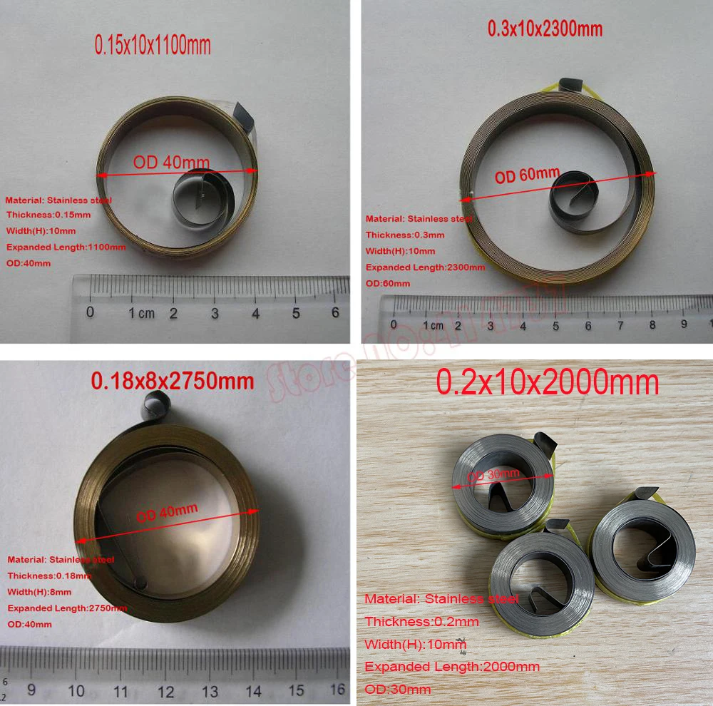 Sshaped spring coil spring Thick 0.150.5mm width 812mm Spiral Flat