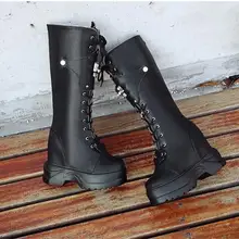 Ботинки женская обувь женские ботинки модные сапоги до колена из плюша на танкетке Новинка года; зимние теплые сапоги на молнии; X24