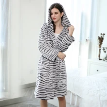 Зимнее Фланелевое кимоно, халат в черную полоску, ночная рубашка с капюшоном, домашняя одежда, домашняя одежда, халаты для женщин