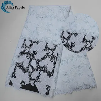 

Alisa Hollow Out Design Nigeria Guipure Lace Fabric 5 Yards/pcs 2019 Latest African Lace Fabric with stones For Nigerian Bridal