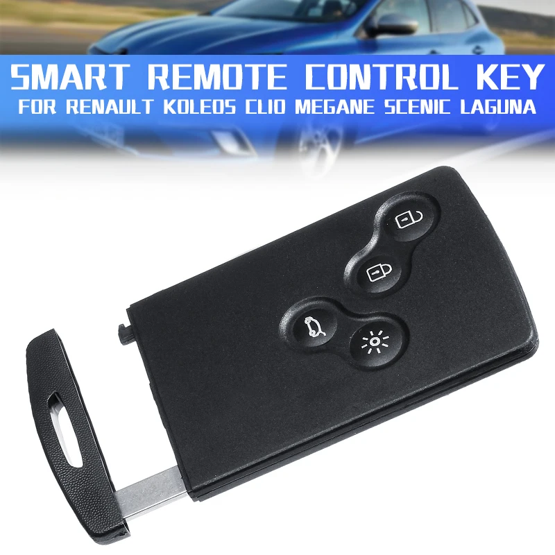 4 Button Smart Card Car Key Fob For Renault Koleos Clio Megane Scenic Laguna 433Mhz PCF7952 Chip Remote With Blade | Автомобили и