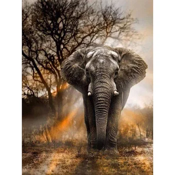

Elephant animals crafts new arrival DIY full drill square 5D diamond painting cross stitch kit olifant mosaic round rhinestone