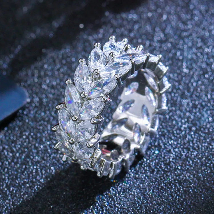 Wong Rain стерлингового серебра 925 искусственный муассанит драгоценный камень Свадебные обручальные бриллианты женское кольцо ювелирных изделий