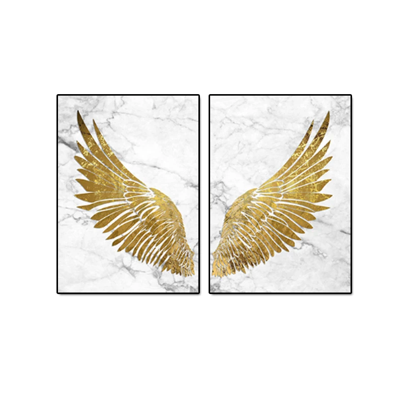 golden wing 2pcs Скандинавские золотые бабочки и крылья, Картина на холсте, абстрактные плакаты и принты, настенные картины для гостиной, Куадрос, домашний декор - Цвет: golden wing 2pcs