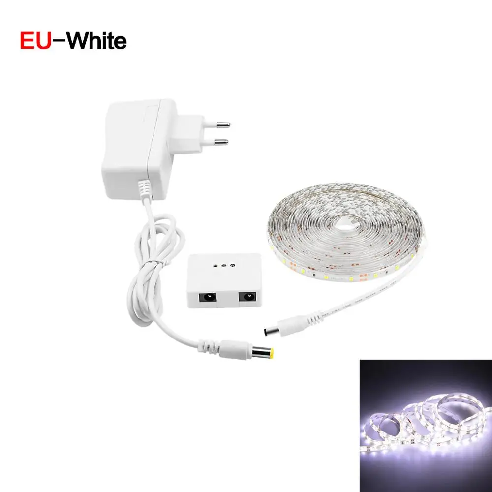 White With EU Ручной развертки смарт-переключатель светодиодное освещение для кухни 12 в датчик движения светодиодная лампа в шкаф полоса 1 м-5 м гардероб Спальня украшение ночник - Цвет: White With EU
