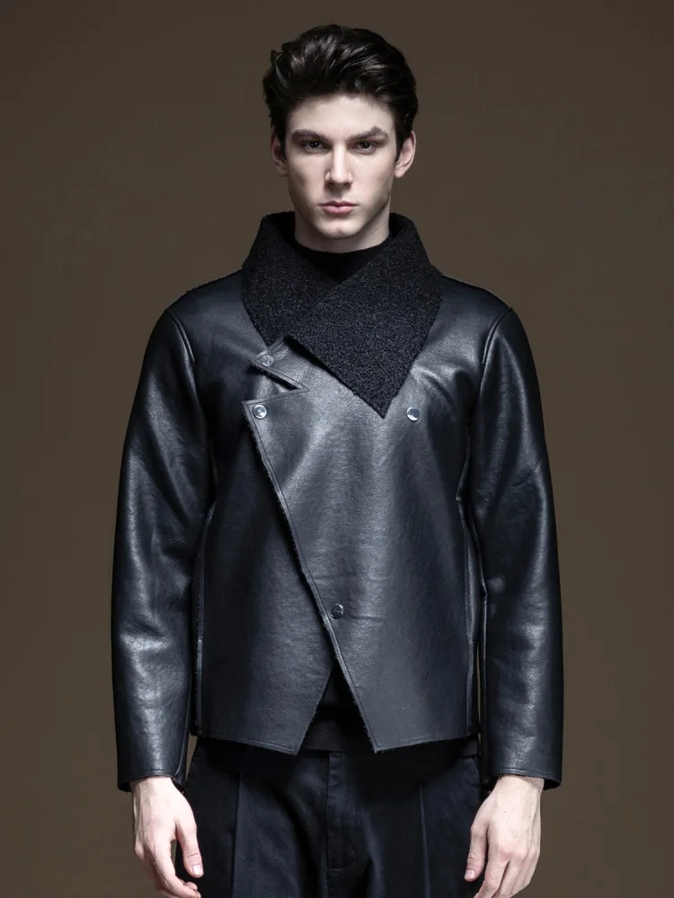 Militar, распродажа, стандартный продукт Pinli, осень, новинка, мужская куртка из искусственной кожи, пальто с отворотами, Boom B193404236