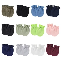 1 Pair Baby Anti-scratch Soft Cotton Gloves Newborn Solid Color Handguard Mittens Infants Supplies H055 1