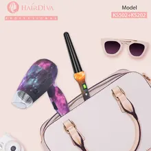 HairDiva Galaxy Mini, автоматический двойной фен для волос и щипцы для завивки волос, конусные щипцы для завивки волос с фен для волос, Secador De Cabelo