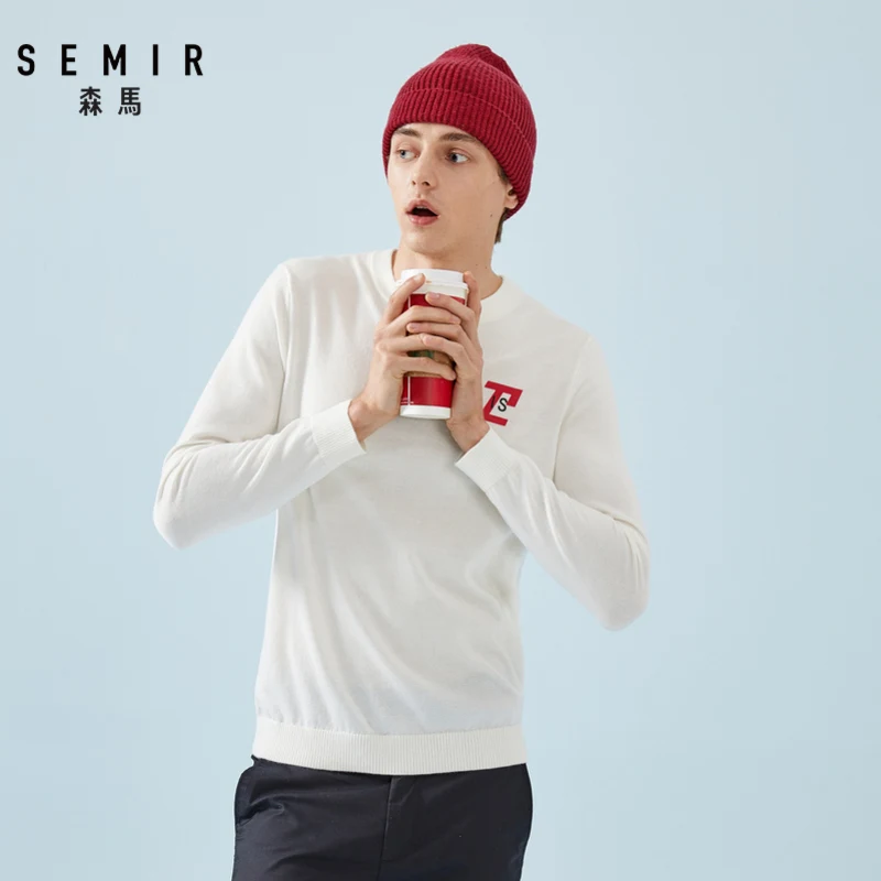 

Semir Sweater men round neck pullover sweater men's 2019 spring and autumn new trend printing youth sweater