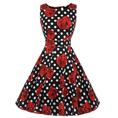 40 s, 50 s, 60 s, винтажные платья, женское летнее платье, 1950 s, элегантная зеленая Туника без рукавов, рокабилли, Ретро стиль, женские Свинг платья для вечеринок - Цвет: 11