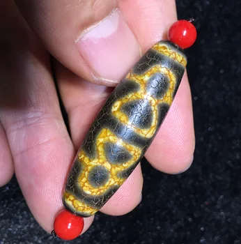 

Unique Style Energy Tibetan Old Agate dragon vein 3 Wealth god dZi Bead Amulet Pendant