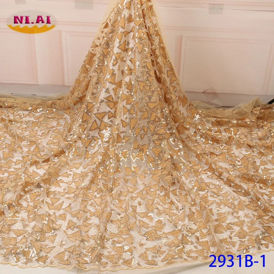 NIAI африканская Бархатная Сетка кружевная ткань нигерийская кружевная ткань высокого качества французский Тюль кружевная ткань для женского платья XY2931B-1